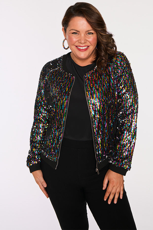 Ignite Rainbow Sequin Jacket – Rainbow Sequin bomber jacket