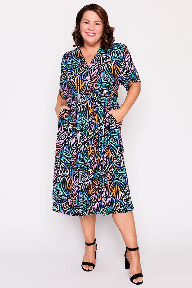 Xena Firework Flowers Dress – Firework Flowers midi dress