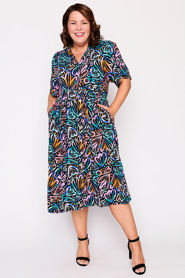 Xena Firework Flowers Dress – Firework Flowers midi dress