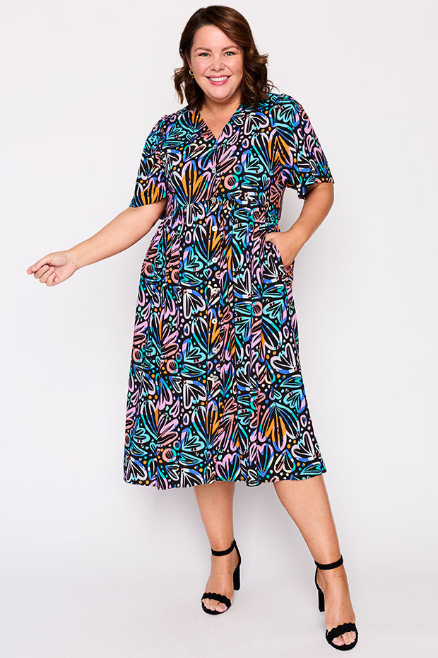 Xena Firework Flowers Dress – Firework Flowers midi dress