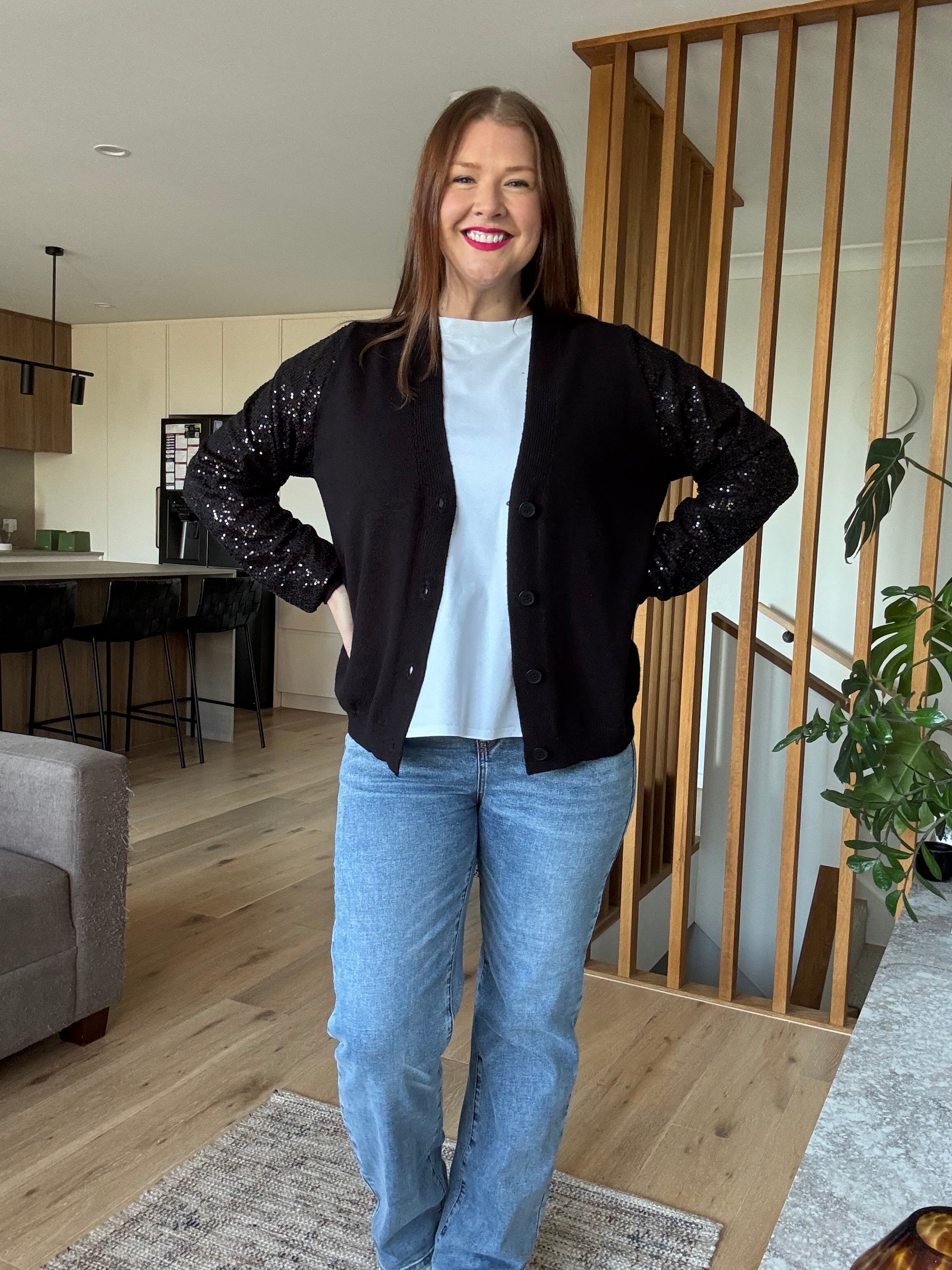 Sloane Black Cardi โ Black knit jumper