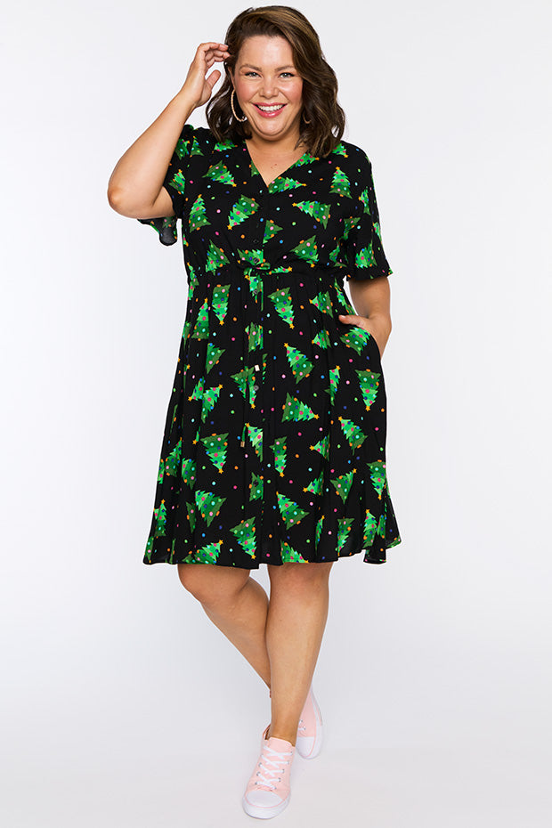 Jaz Christmas Tree Dress – Christmas Tree knee length dress
