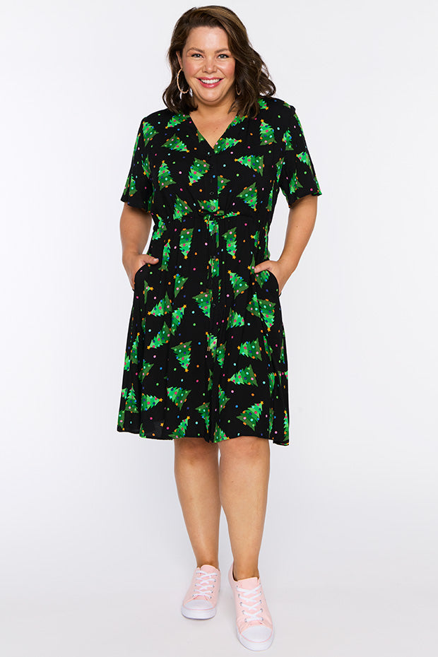 Jaz Christmas Tree Dress – Christmas Tree knee length dress