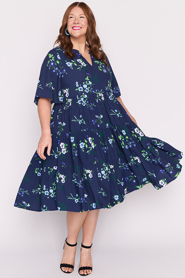 Chrissie Blue Blossom Dress – Blue Blossom midi dress