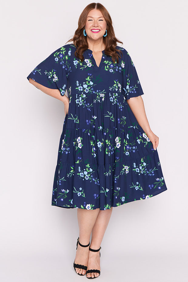 Chrissie Blue Blossom Dress โ Blue Blossom midi dress