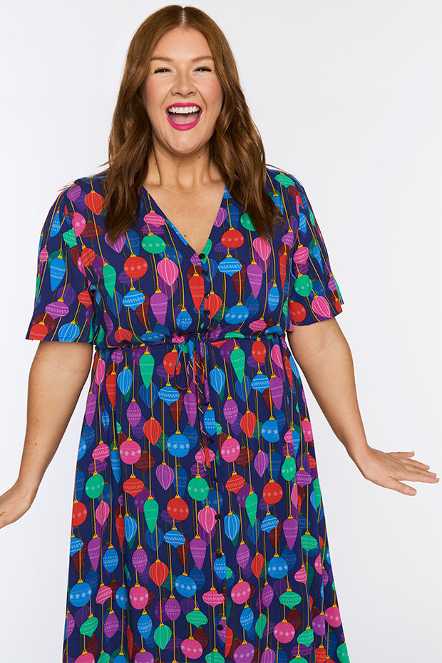 Michelle Christmas Ornaments Dress โ Christmas Ornaments midi dress