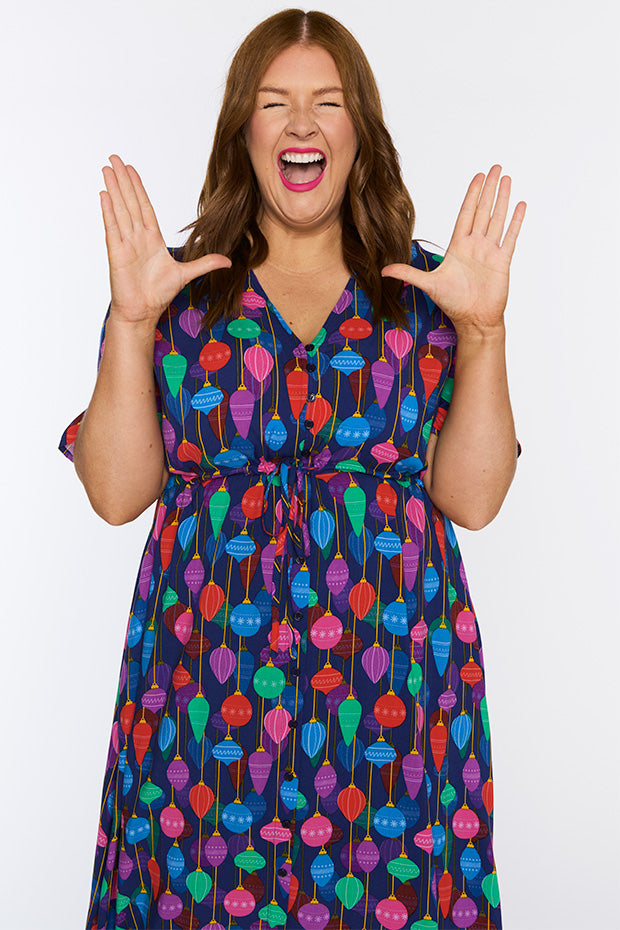 Michelle Christmas Ornaments Dress โ Christmas Ornaments midi dress