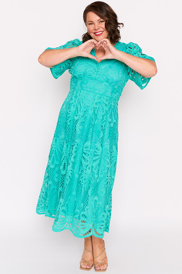 Aurora Teal Lace Dress – Teal Lace maxi dress