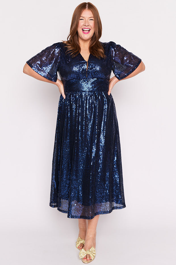 Tamie Cobalt Party Sequins Dress â Cobalt Party Sequins midi dress