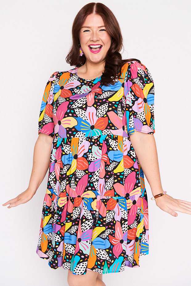 Izzie Rainbow Hibiscus Dress – Rainbow Hibiscus mini dress