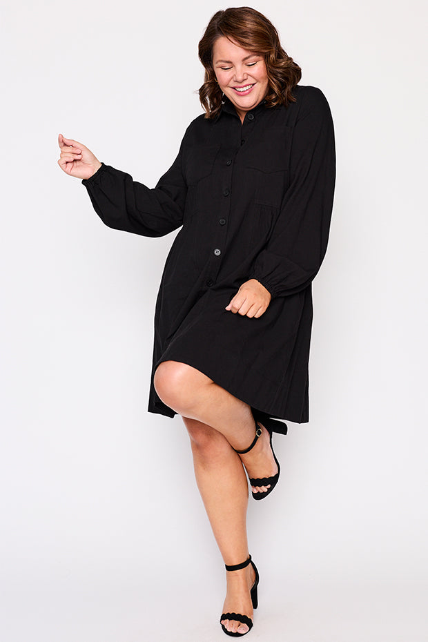 Tanzie Black Dress – Black knee length dress
