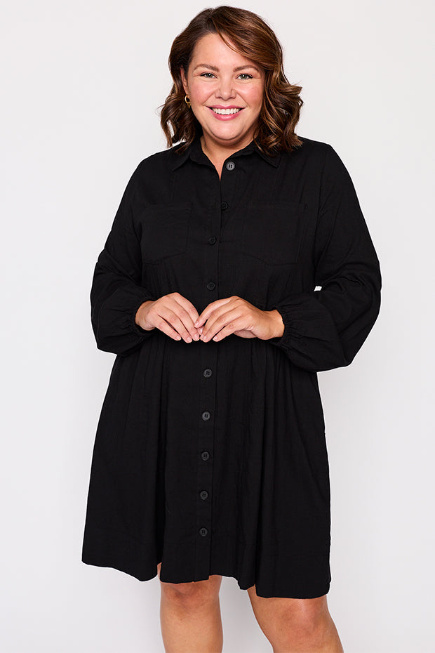 Tanzie Black Dress – Black knee length dress