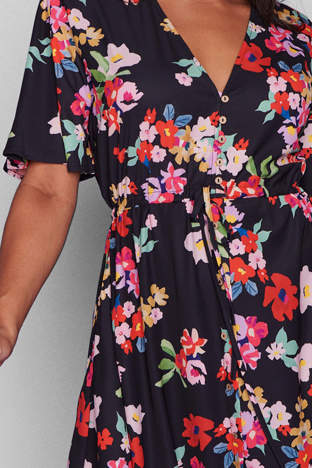Marley Black Blossom Dress – Black Blossom midi dress