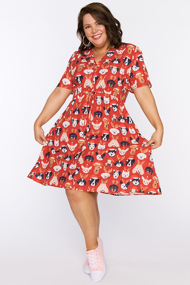 Siena Puppy Christmas Dress – Puppy Christmas knee length dress