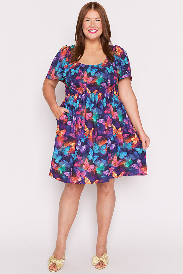 Marcela Butterfly Rainbow Dress – Butterfly Rainbow knee length dress