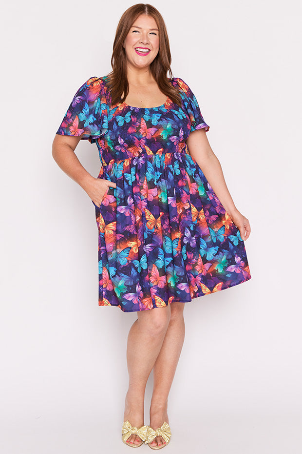 Marcela Butterfly Rainbow Dress – Butterfly Rainbow knee length dress