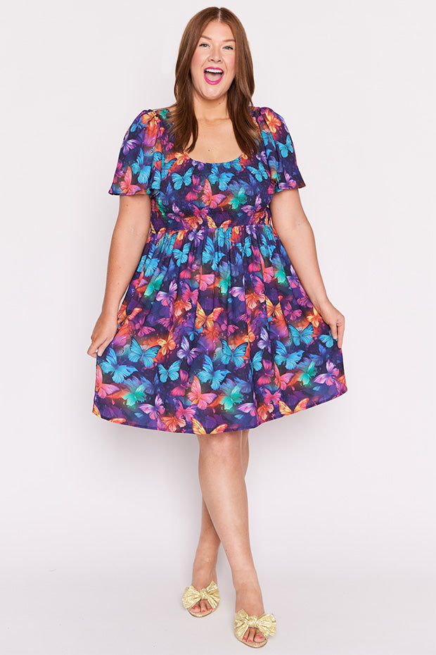 Marcela Butterfly Rainbow Dress – Butterfly Rainbow knee length dress
