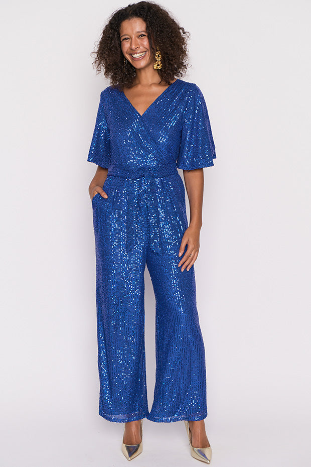 Skyla Cobalt Sequins Party Jumpsuit – Cobalt Sequins jumpsuit