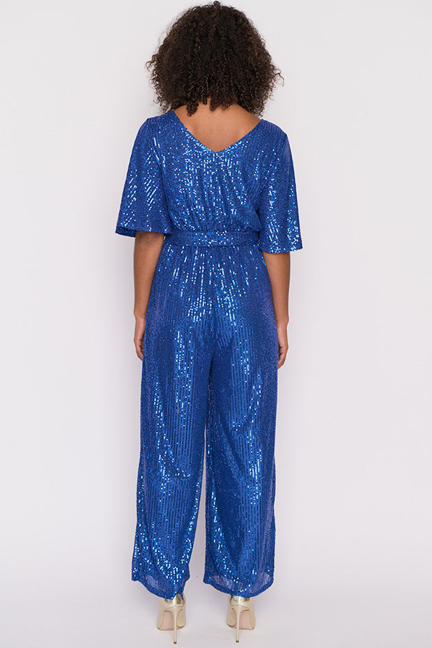 Skyla Cobalt Sequins Party Jumpsuit – Cobalt Sequins jumpsuit