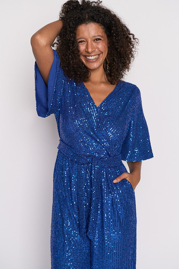 Skyla Cobalt Sequins Party Jumpsuit – Cobalt Sequins jumpsuit