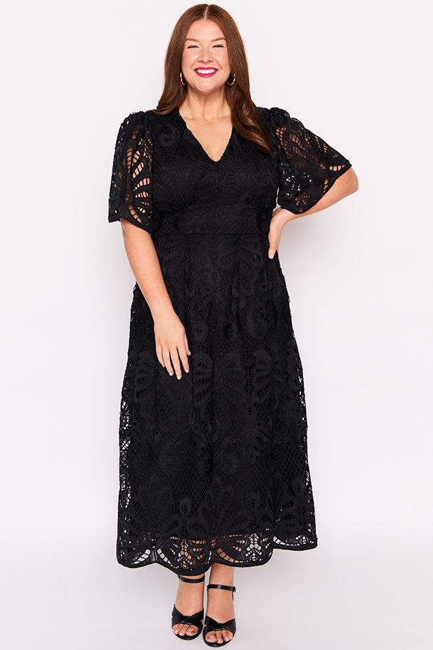 Aurora Black Lace Dress – Black Lace maxi dress