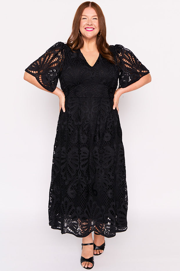 Aurora Black Lace Dress – Black Lace maxi dress