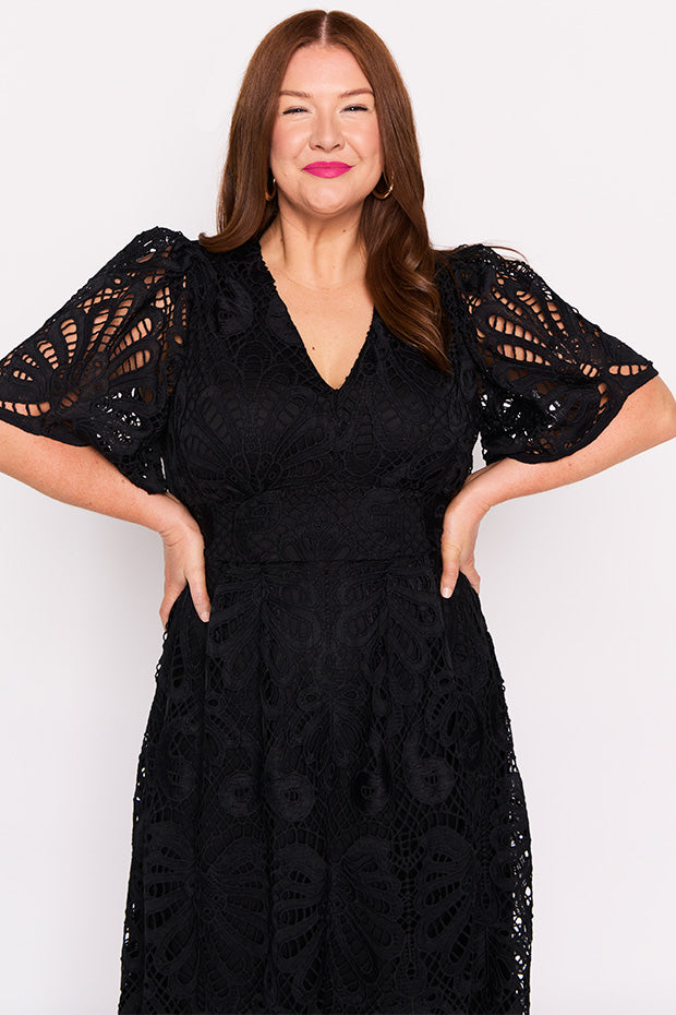 Aurora Black Lace Dress – Black Lace maxi dress