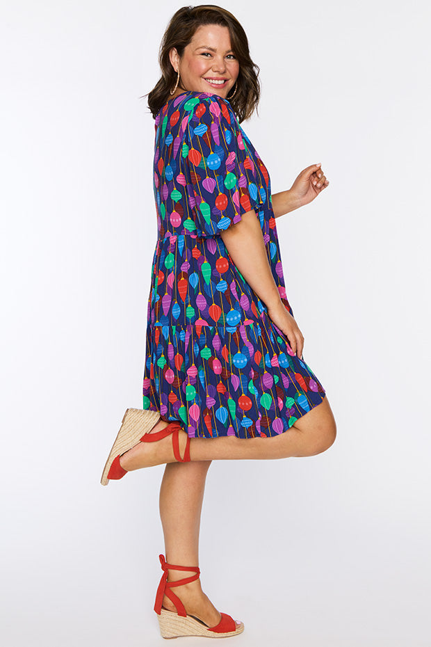 Izzie Christmas Ornaments Dress โ Christmas Ornaments mini dress