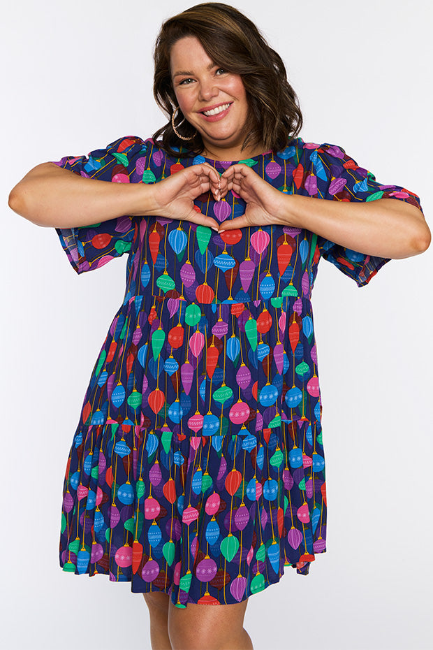 Izzie Christmas Ornaments Dress โ Christmas Ornaments mini dress