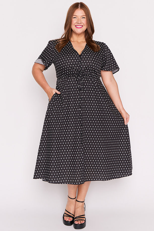 Marley Cotton Black Spot Dress โ Black Spot midi dress