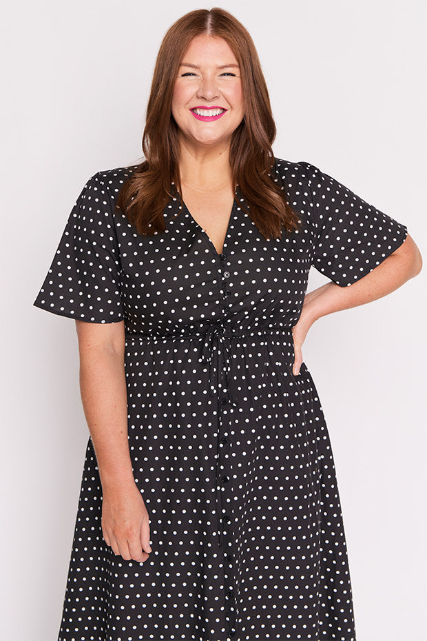 Marley Cotton Black Spot Dress โ Black Spot midi dress
