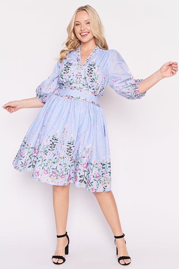 Abbie Sky Dancing Clover Dress โ Sky Dancing Clover knee length dress