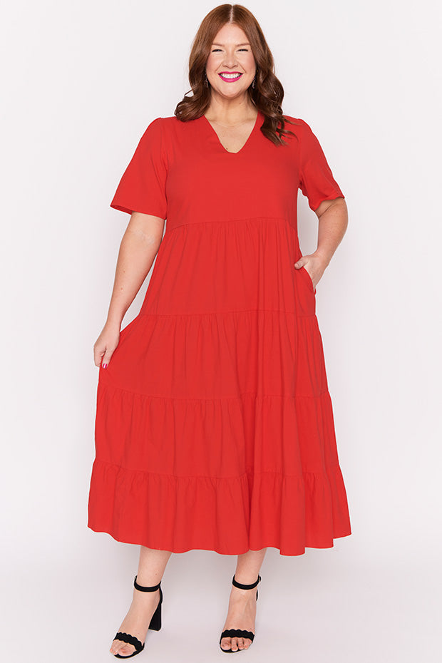 Mollie Red Dress – Red midi dress