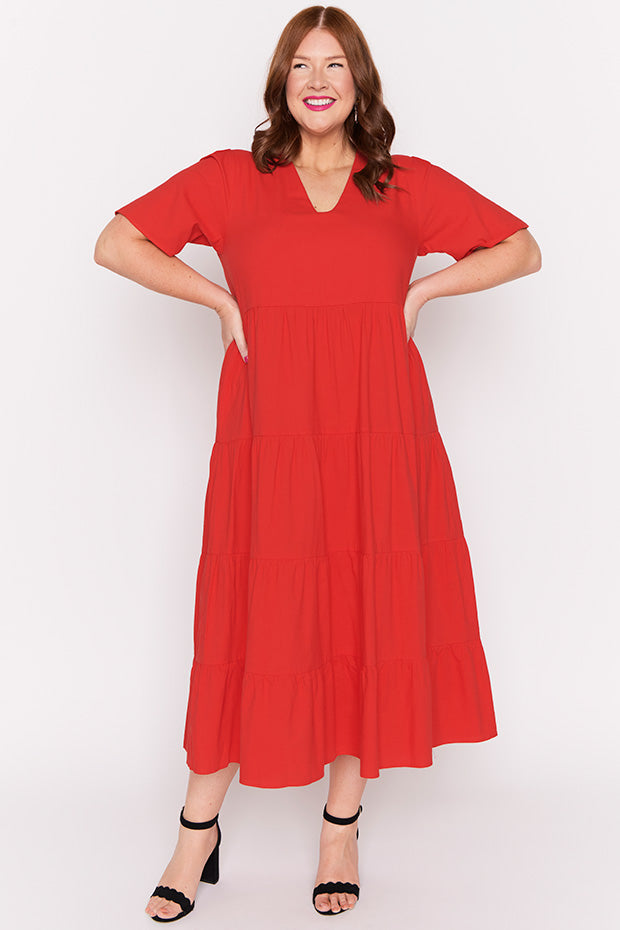 Mollie Red Dress – Red midi dress