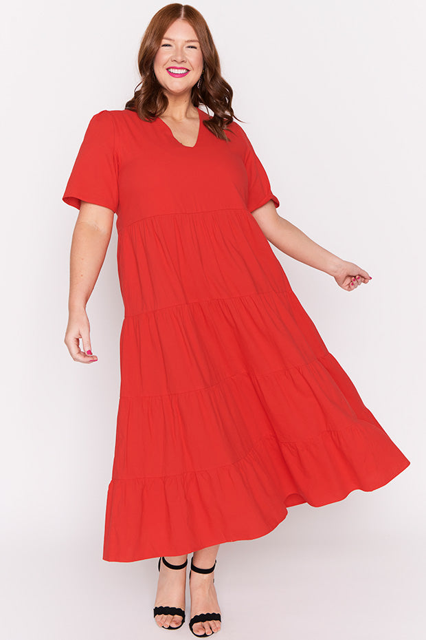 Mollie Red Dress – Red midi dress