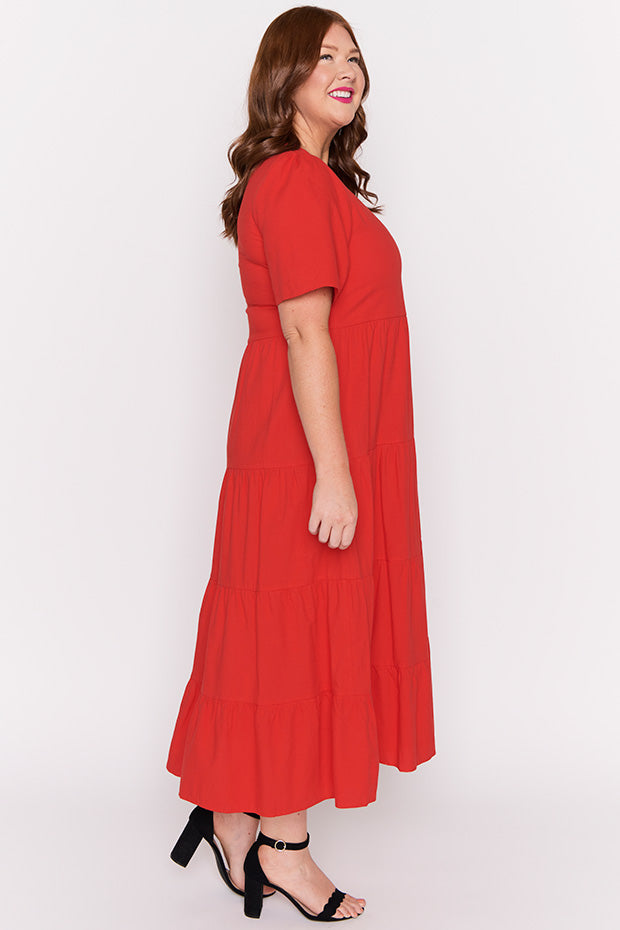 Mollie Red Dress – Red midi dress