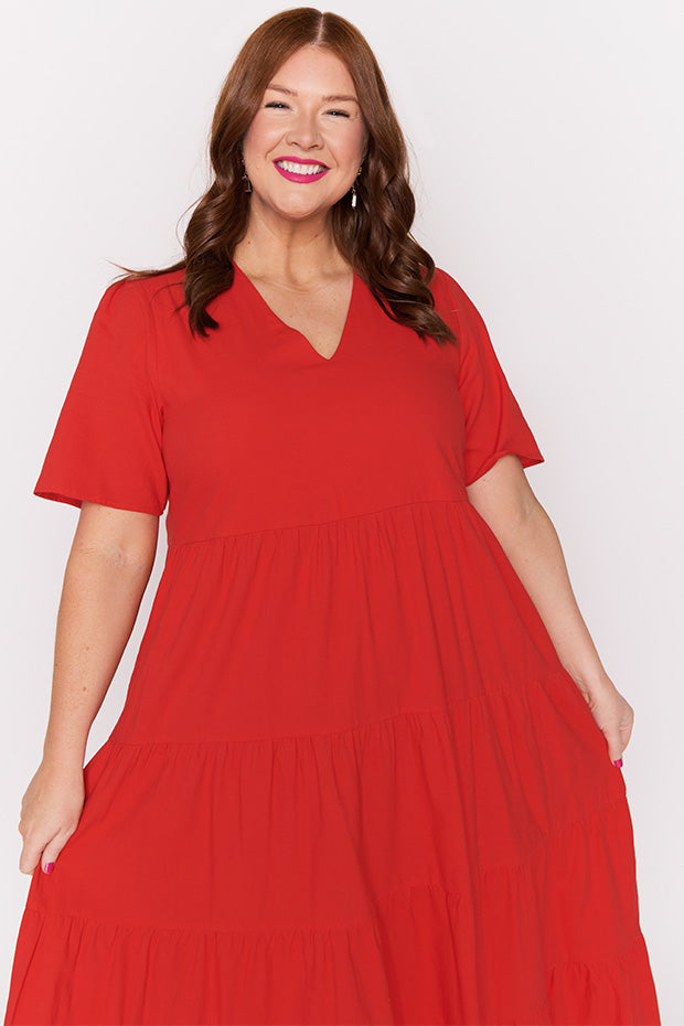 Mollie Red Dress – Red midi dress