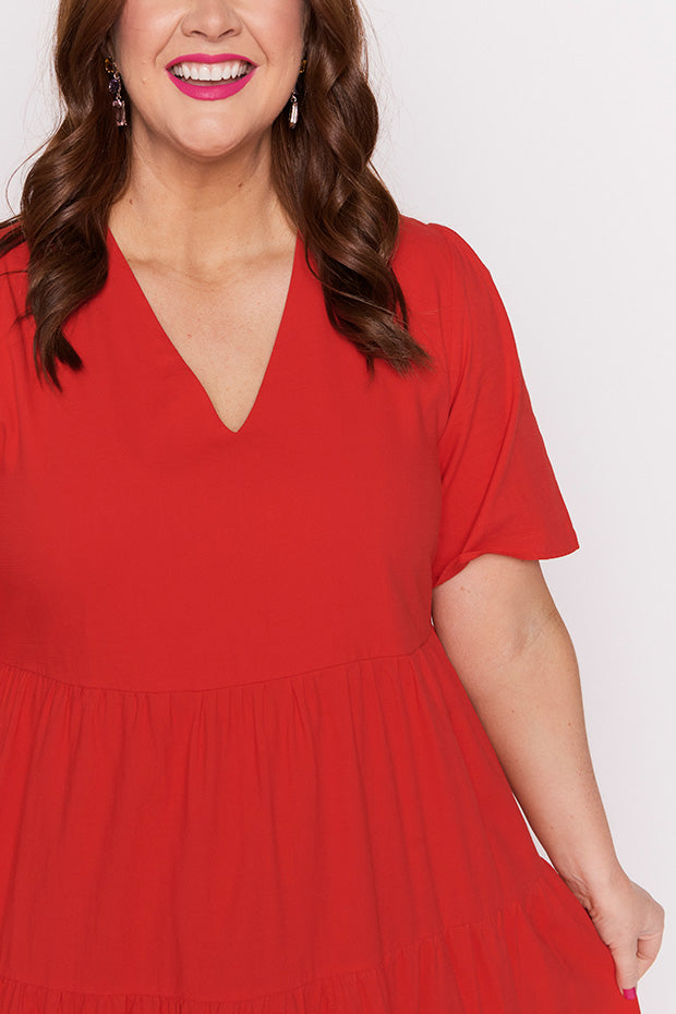 Mollie Red Dress – Red midi dress