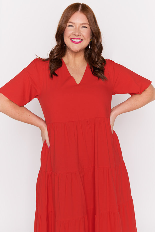 Mollie Red Dress – Red midi dress