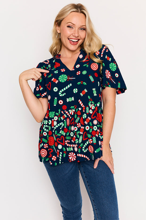 Lisa Candy Crush Christmas Top – Candy Crush Christmas blouse