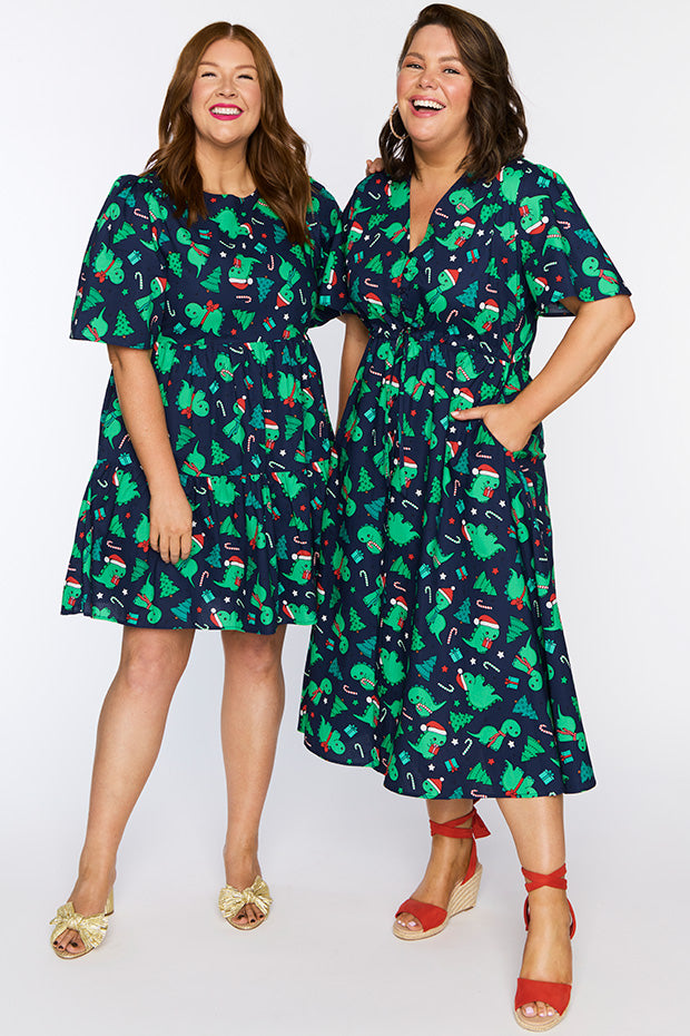 Isadora Dino Christmas Dress โ Dino Christmas mini dress