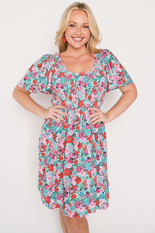 Marcela Pops of Red Dress – Pops of Red knee length dress