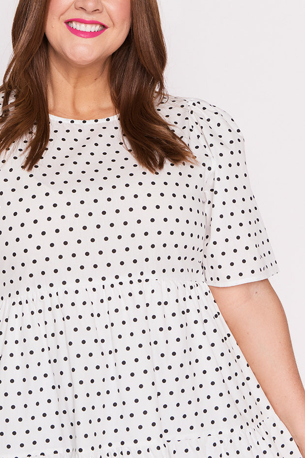 Isadora White Spot Dress – White Spot mini dress