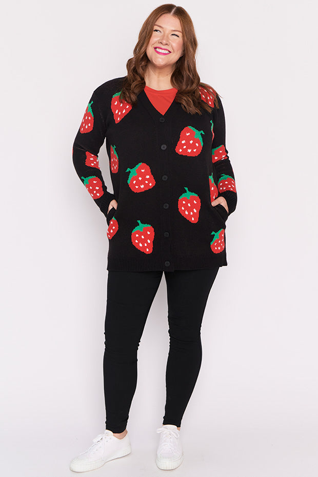 Annalise Black Strawberry Cardi – Black Strawberry cardigan