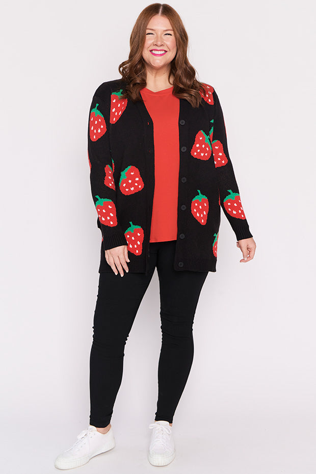 Annalise Black Strawberry Cardi – Black Strawberry cardigan