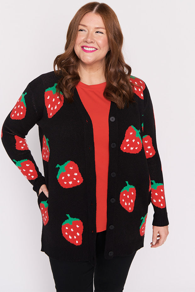 Annalise Black Strawberry Cardi – Black Strawberry cardigan