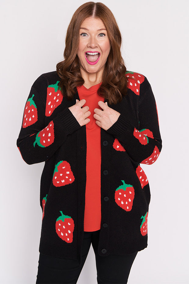 Annalise Black Strawberry Cardi – Black Strawberry cardigan