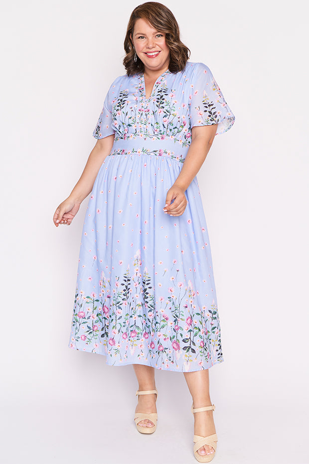 Stephanie Sky Dancing Clover Dress – Sky Dancing Clover midi dress