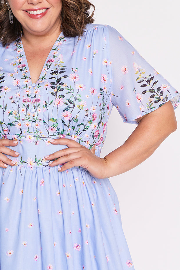 Stephanie Sky Dancing Clover Dress – Sky Dancing Clover midi dress