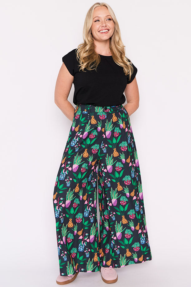 Zoey Inky Plants Pant โ Inky Plants wide leg pants